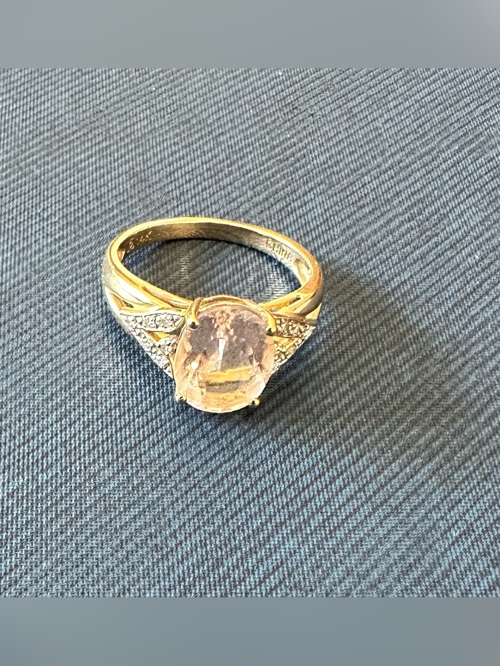 14K Yellow Gold Genuine Kunzite & Diamond Accent Ring Size 7 - 3.0g